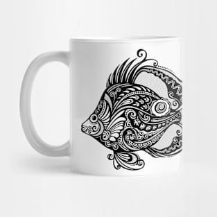 Black and White Print of Exotic Fish Mug